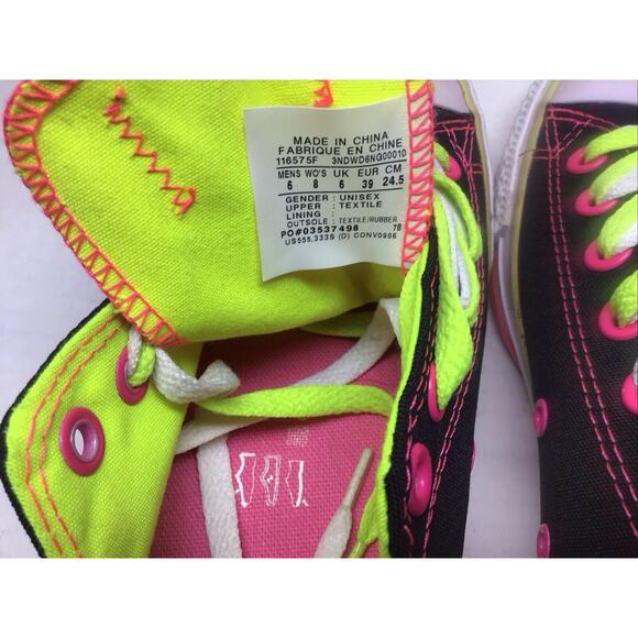 Converse Double Layer Black Hot Pink Neon Green Women 8 / Men 6 Unique Shoes - Picture 3 of 9